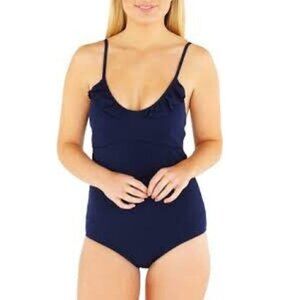 Garage Women's Blue Halter Push Up One Piece Bathing Swimsuit Size Medium